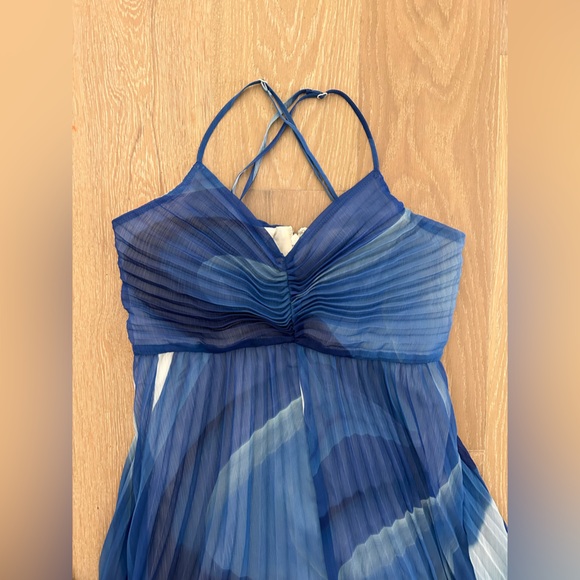 Beautiful Express Printed V-Neck Pleated Cross Back Maxi Dress. Only worn once! - Picture 2 of 2